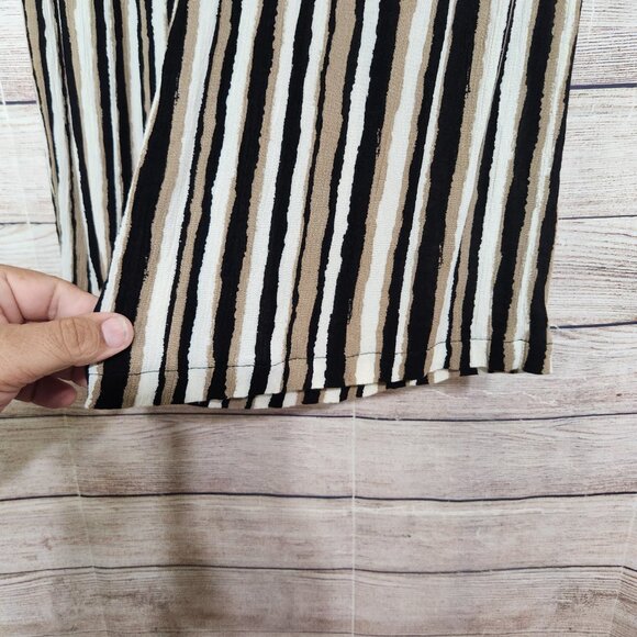 Maxine Nichols Brown Cream Wide Leg Flowy Pull On Tie Front Pants Size L (28x24) - Picture 4 of 13